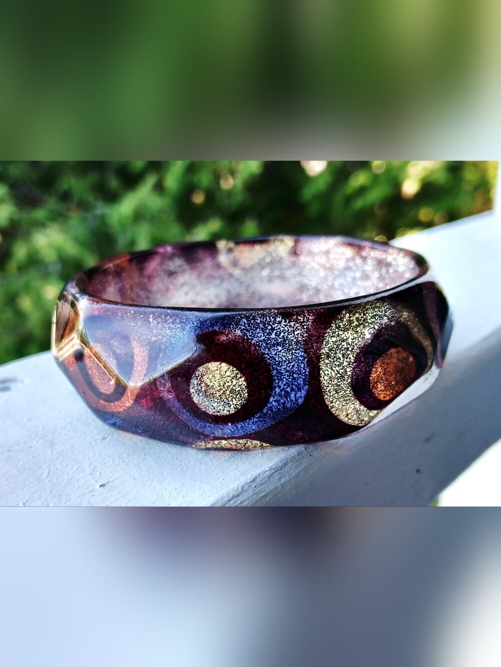 Retro Colorful Resin Bangle Bracelet